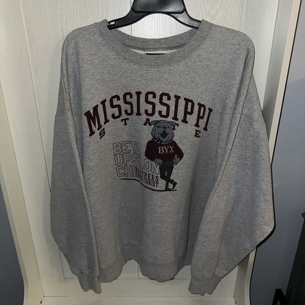 Mississippi State Bulldogs Mens Hanes Sweatshirt Beta Upsilon Chi BYX Bully